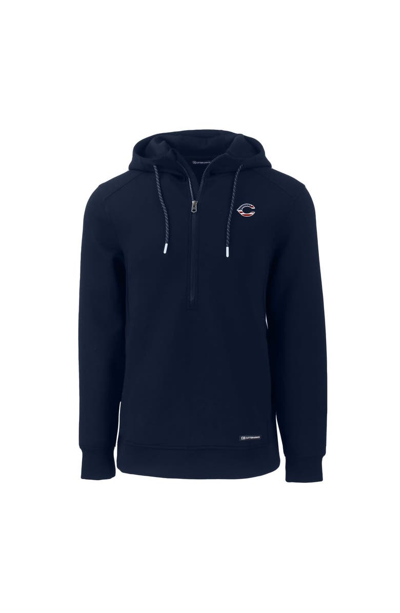 Cutter & Buck Men's Cutter & Buck Navy Cincinnati Reds Stars & Stripes Roam Eco Half-Zip Recycled Pullover Hoodie, Alternate, color,