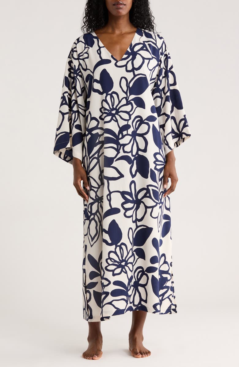 Natori Floral Caftan, Main, color, Navy