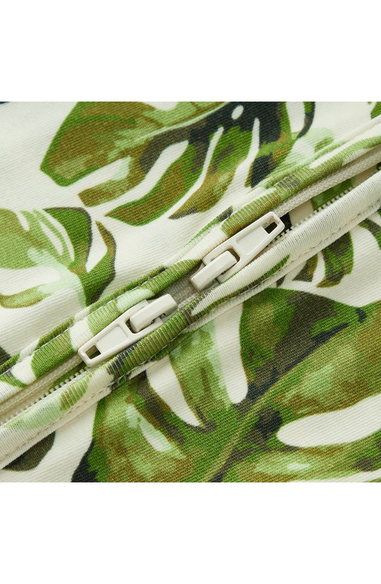 Milkbarn Cotton Stretch Zipper Footed Romper, Alternate, color, Island Leaf