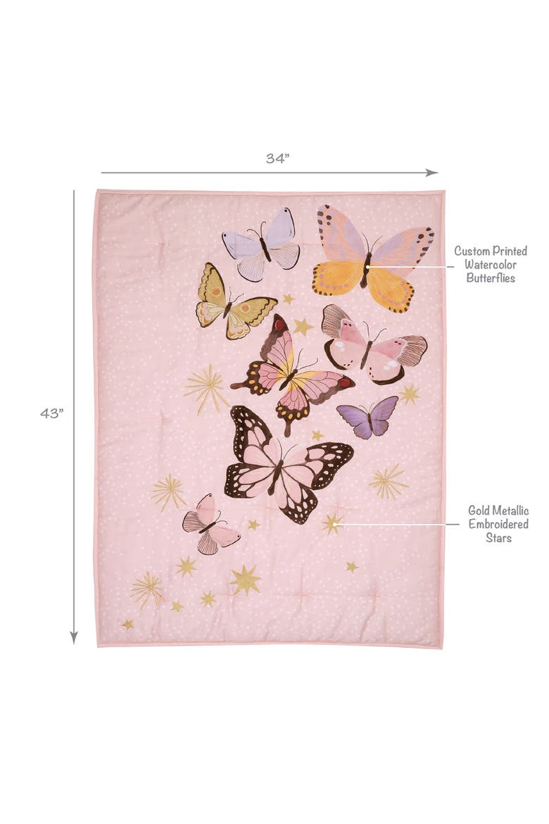 Butterfly Dreams 3-Piece Nursery Baby Crib Bedding Set, Alternate, color, Pink