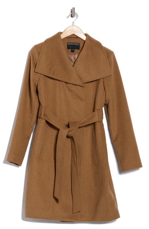 Bernardo Wool Blend Wrap Coat In Brown