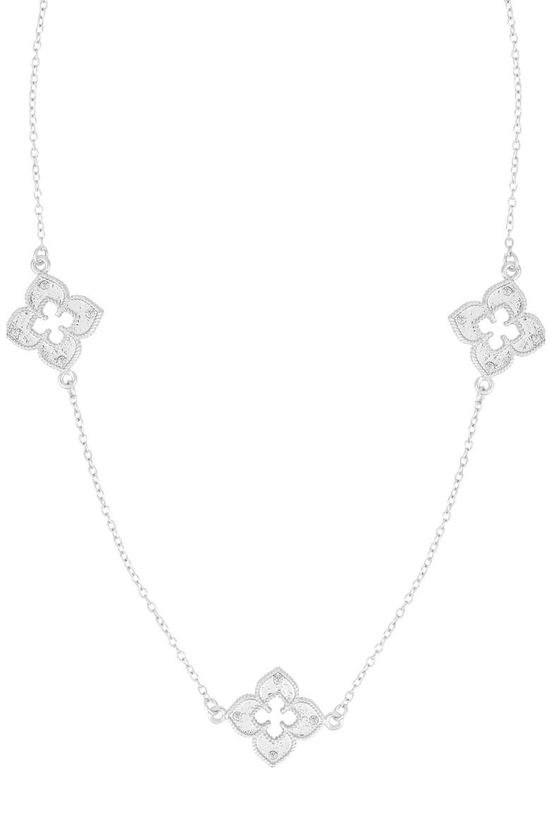 Clover Station Necklace, Main, color, SILVER