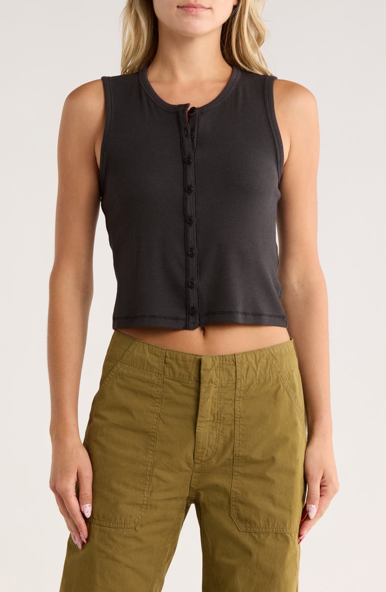 rag & bone Essie Rib Crop Tank, Main, color, Black
