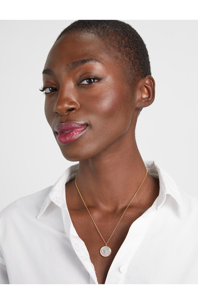 Kate Spade New York lucky charm evil eye pendant necklace, Alternate, color, 