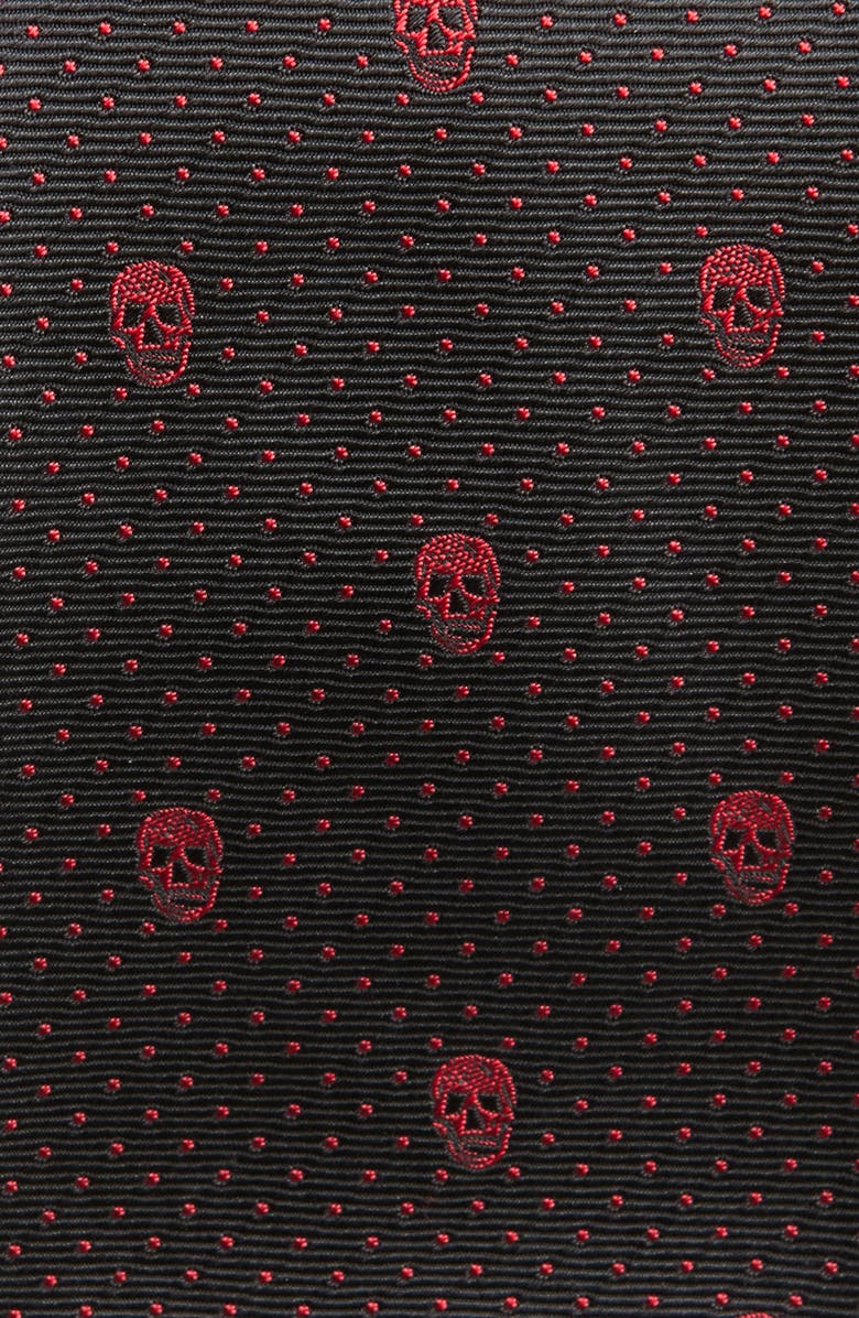 McQueen Alexander McQueen Skull Silk Tie, Alternate, color, Black/ Lust Red