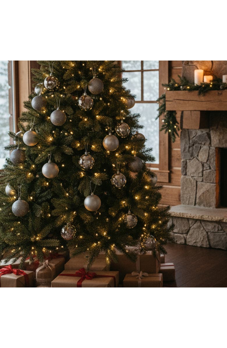 Northlight Shatterproof 4-Finish Christmas Ball Ornaments - 4" (100mm) - Gray - 12ct, Alternate, color, 