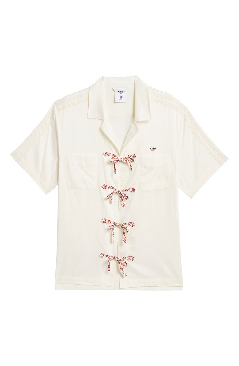 ADIDAS ORIGINALS X CLOT BY EDISON CHEN Tie Front Cotton Camp Shirt, Main, color, Cream White