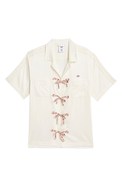 Tie Front Cotton Camp Shirt