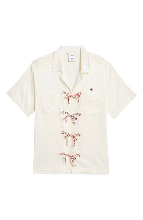 ADIDAS ORIGINALS X CLOT BY EDISON CHEN Tie Front Cotton Camp Shirt in Cream White  product