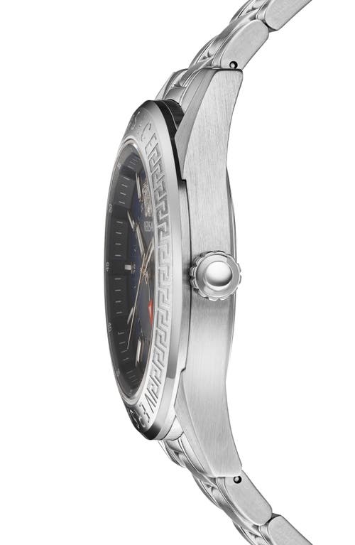 Versace V-code Gmt Watch, 42mm In Silver