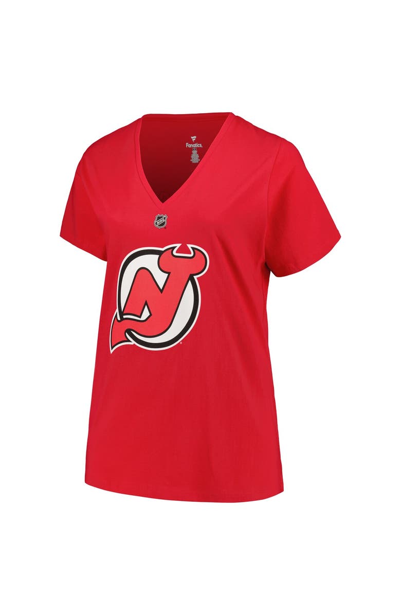 FANATICS Women's Fanatics Branded Jack Hughes Red New Jersey Devils Plus Size Name & Number T-Shirt, Alternate, color, Red