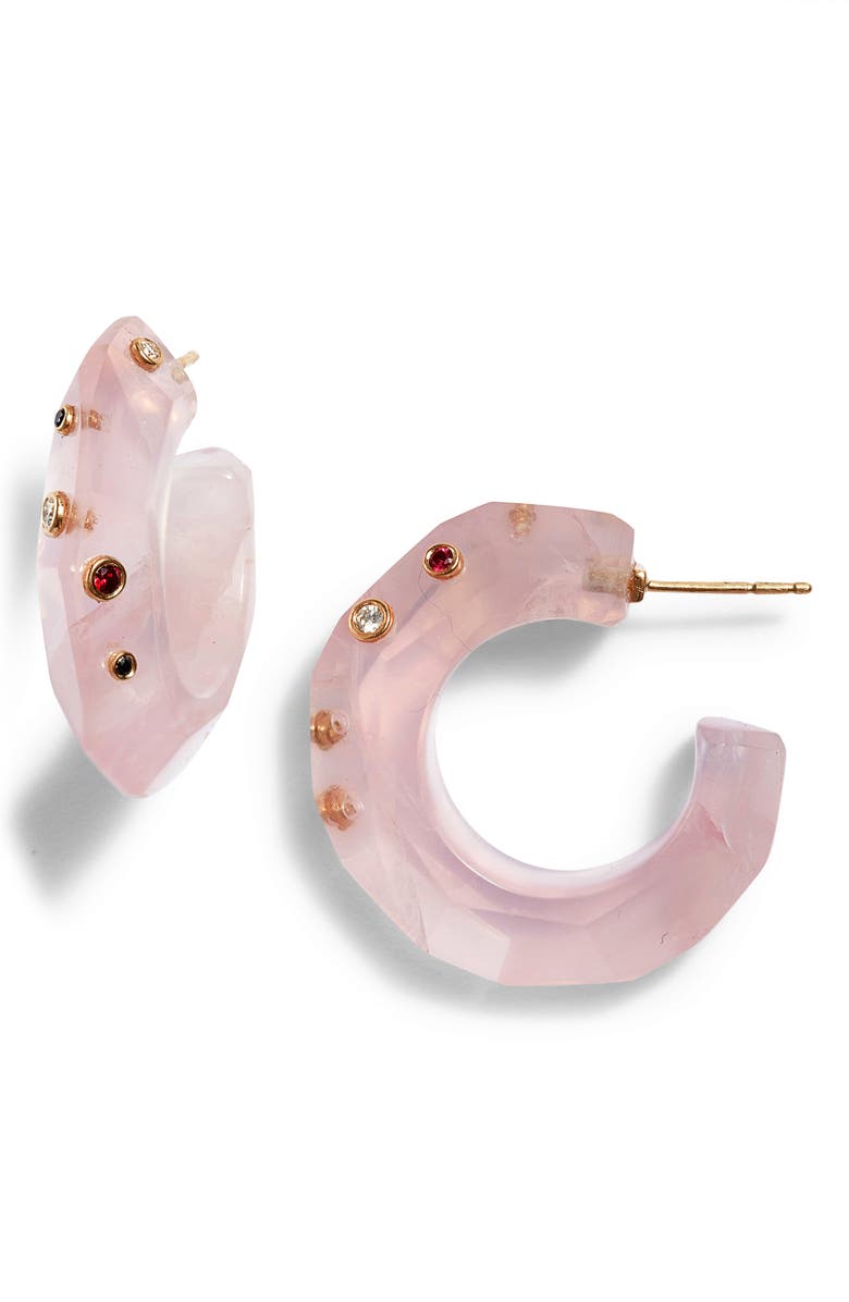 Bleecker & Prince Bubblegum Stone Hoop Earrings, Main, color, 
