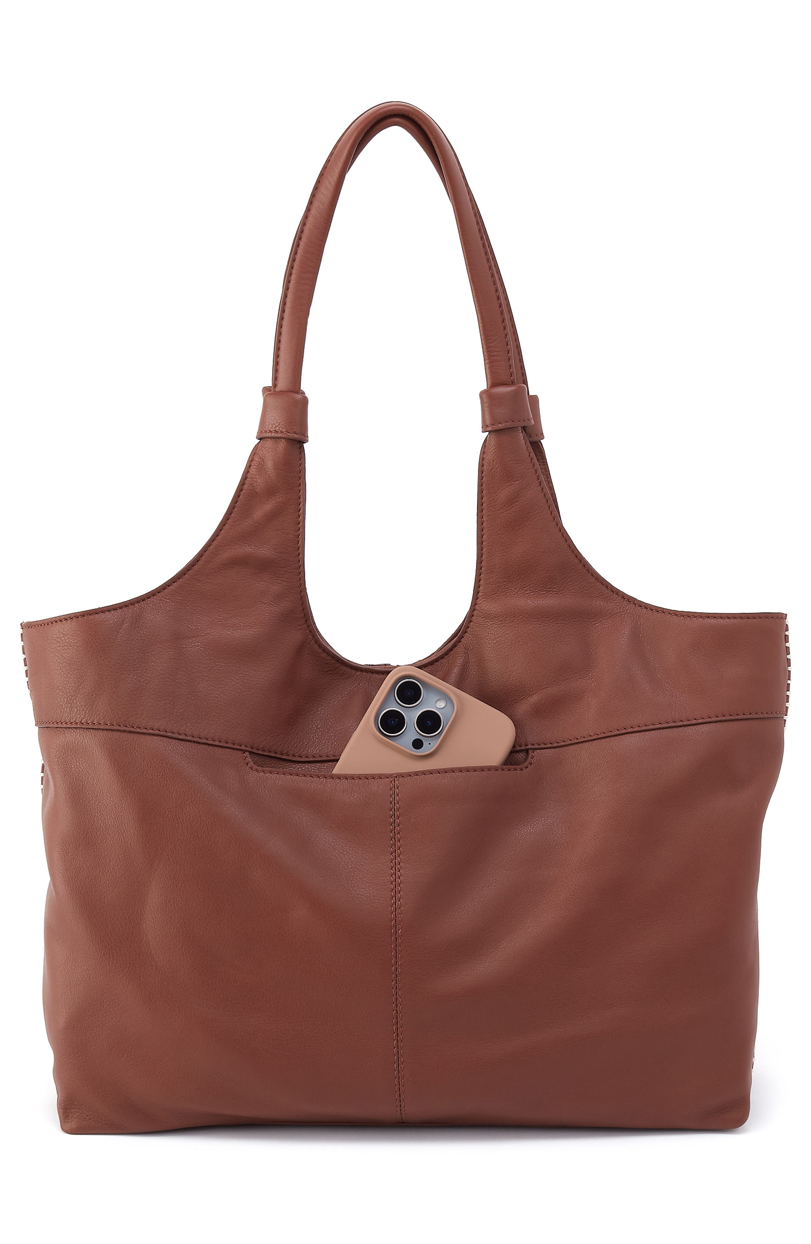La Jolla Leather Tote, Alternate, color, COCOA BEAN