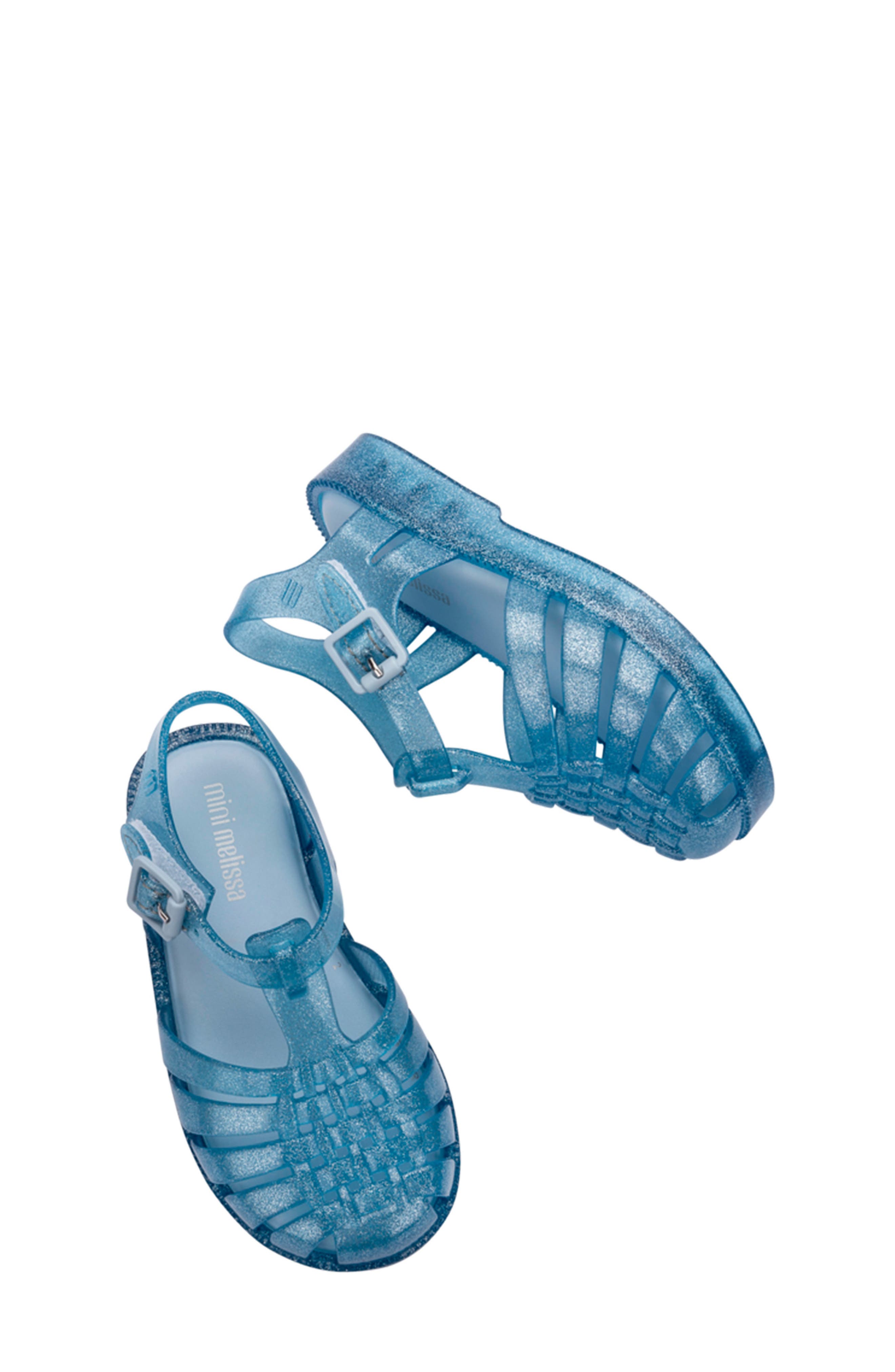Mini Melissa Kids Mini Posses Sandal, Alternate, color, Blue Glitter