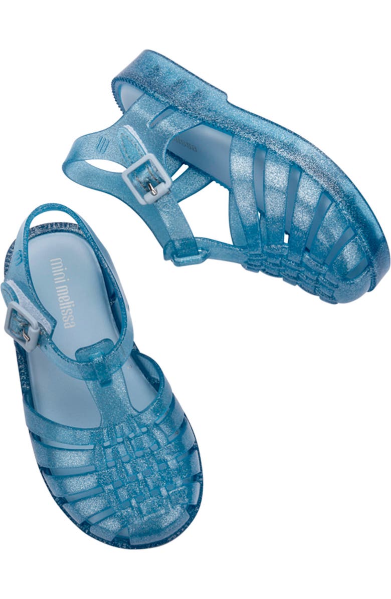 Mini Melissa Kids Mini Posses Sandal, Alternate, color, Blue Glitter