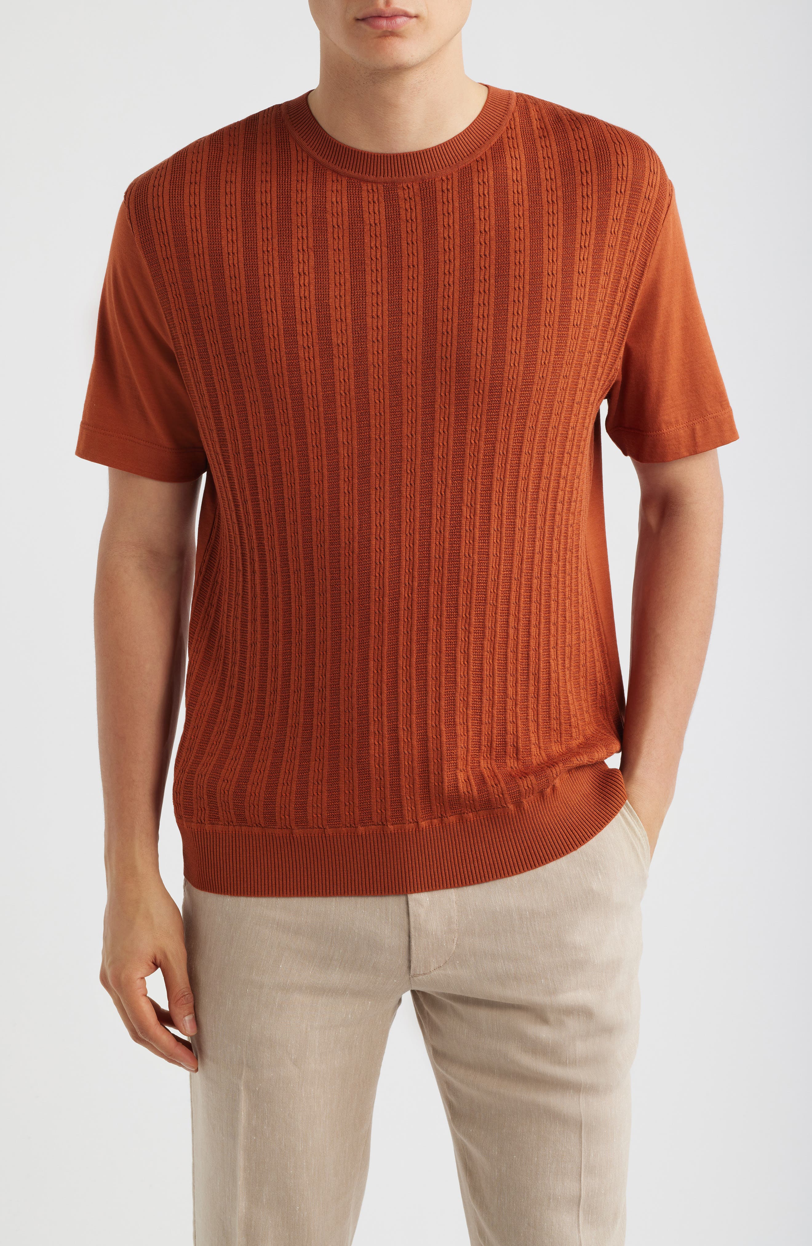 Tesar Textured Cotton & Silk T-Shirt - image 3