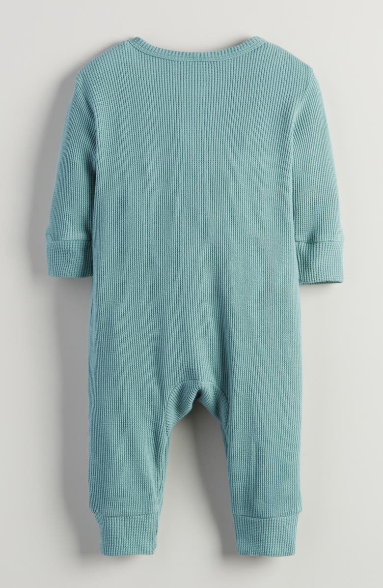 Nordstrom Waffle Knit Cotton Romper, Alternate, color, Teal Arctic