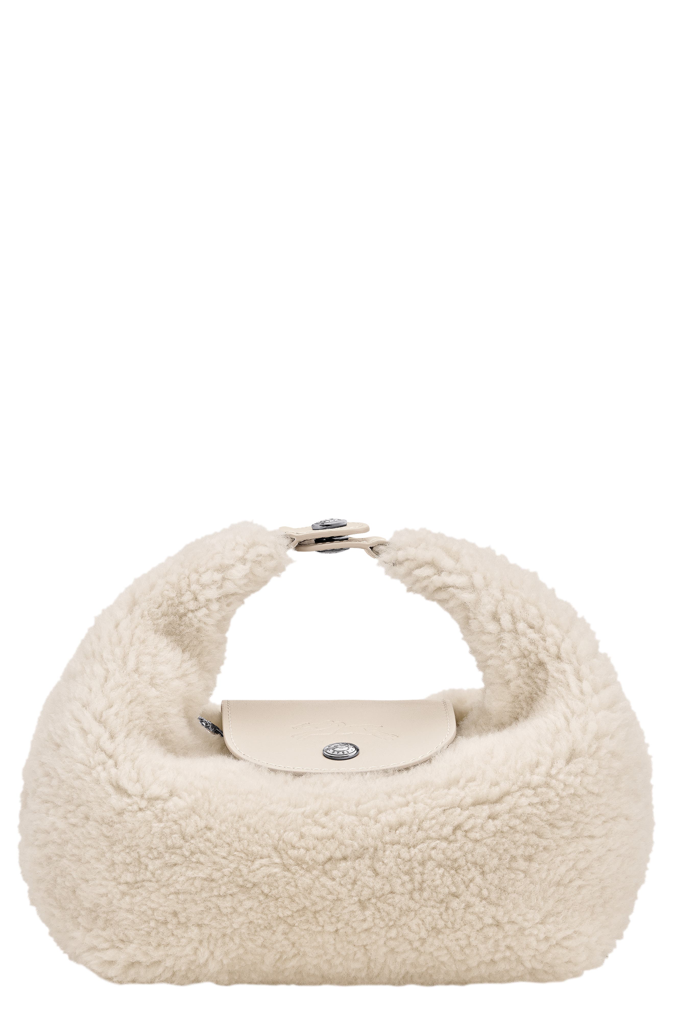 Longchamp Genuine Shearling Round Handbag, Main, color, 