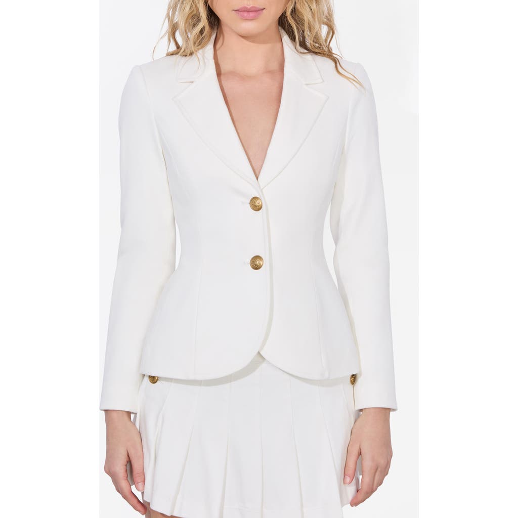 Shop Alice And Olivia Alice + Olivia Iana Sculpted Denim Blazer In Off White