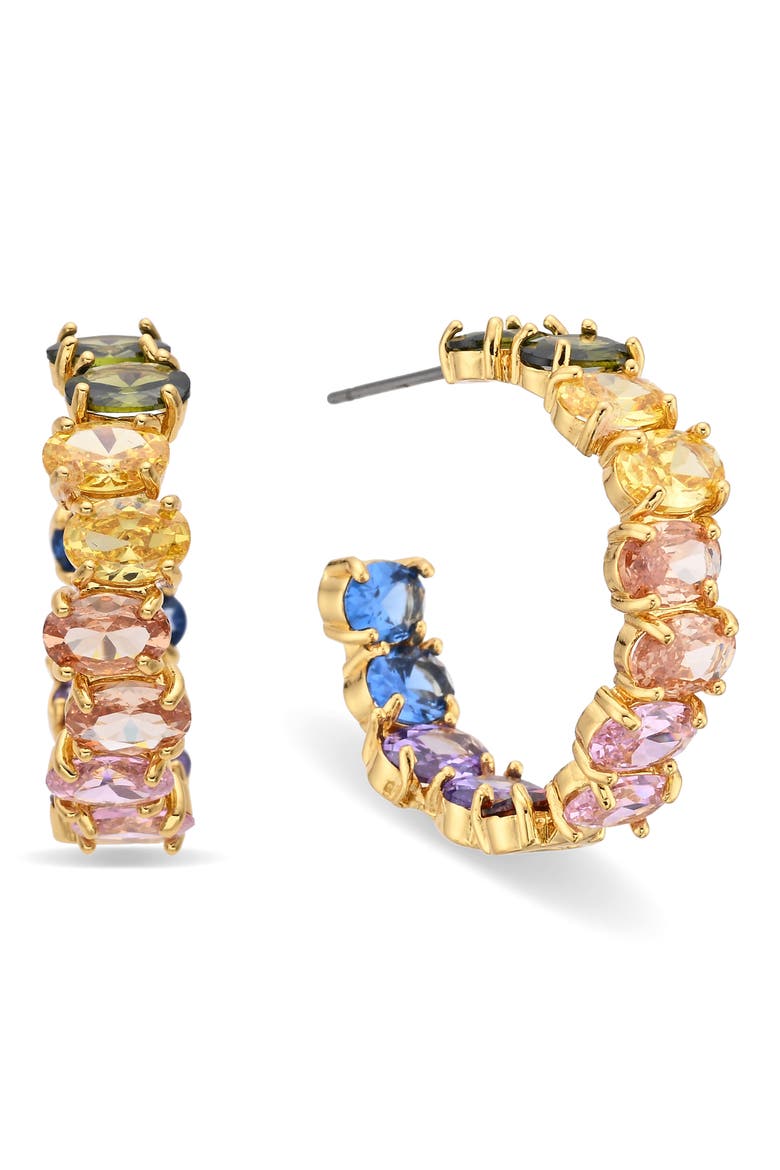 Oriana Cubic Zirconia Hoop Earrings, Alternate, color, GOLD
