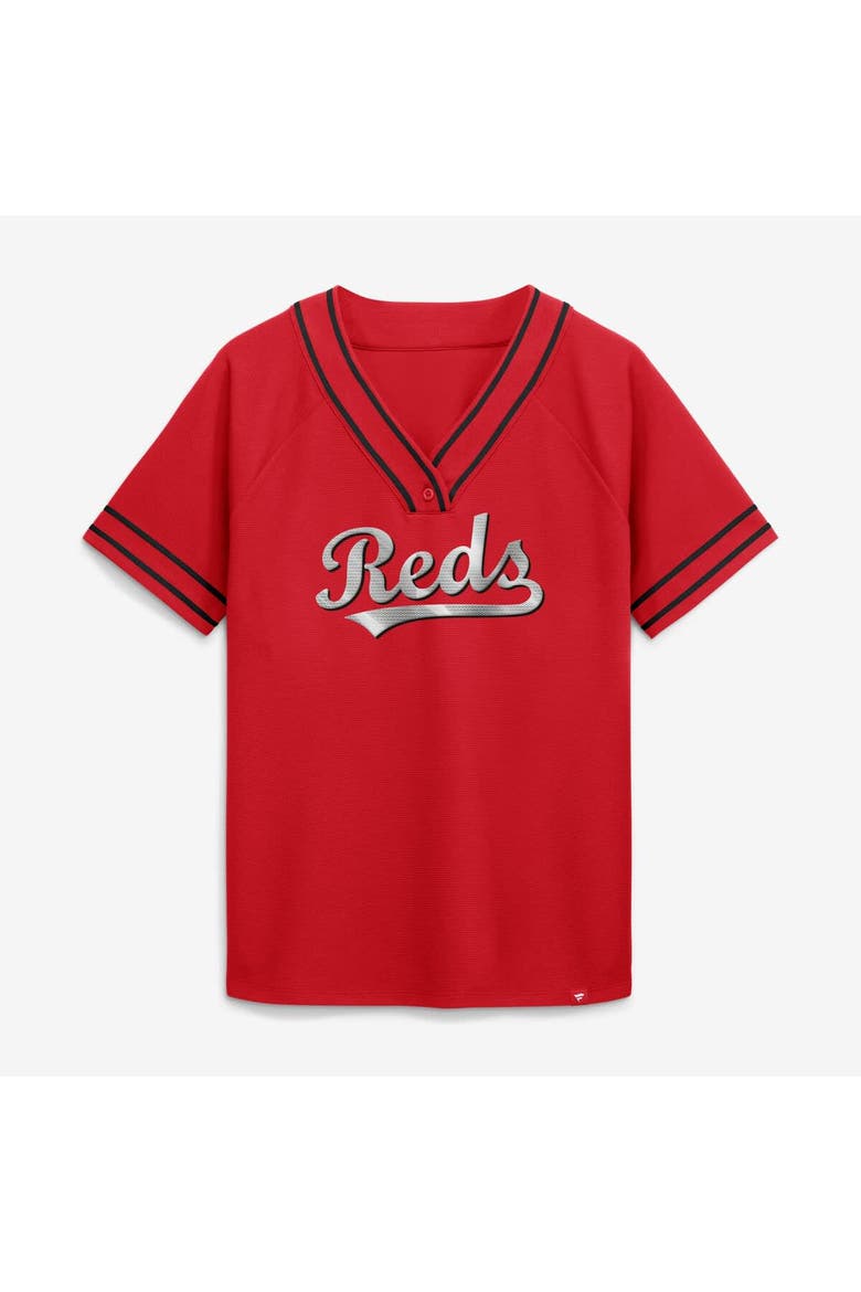 Women's Fanatics Red Cincinnati Reds Diva Race Ahead Raglan V-Neck T-Shirt, Alternate, color, Red