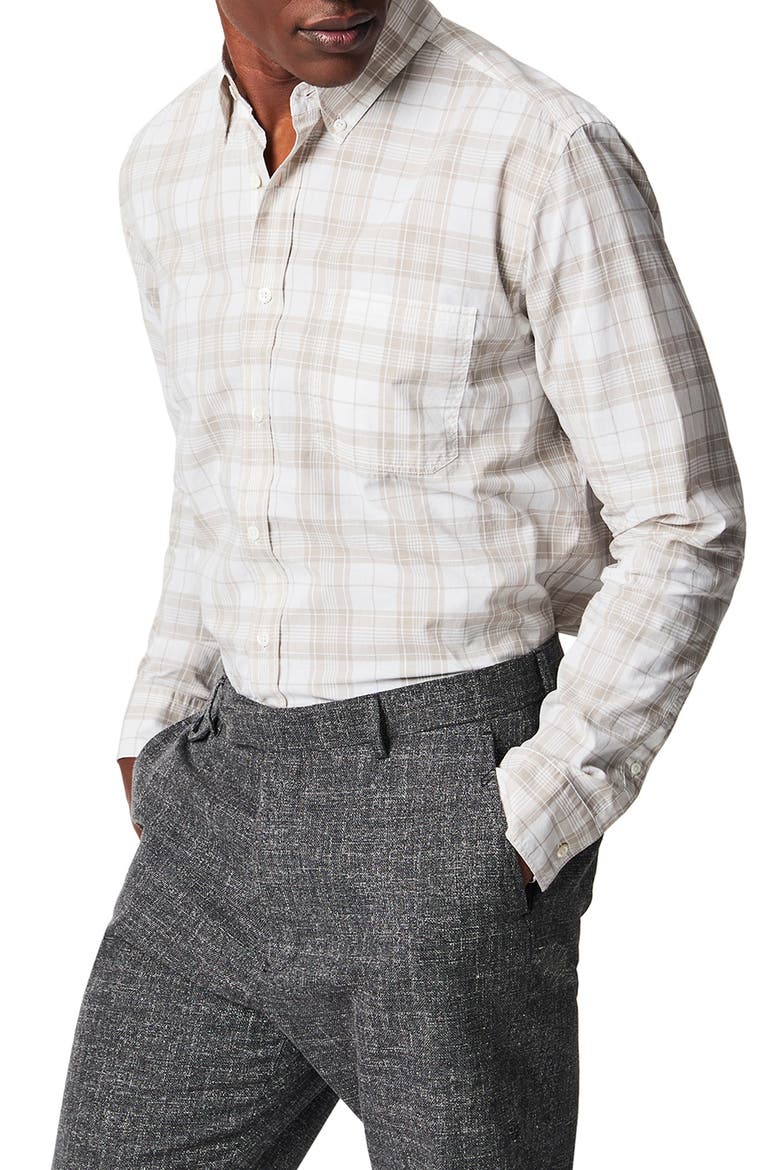 Tuscumbia Standard Fit Plaid Cotton & Linen Button-Down Shirt, Alternate, color, GREY
