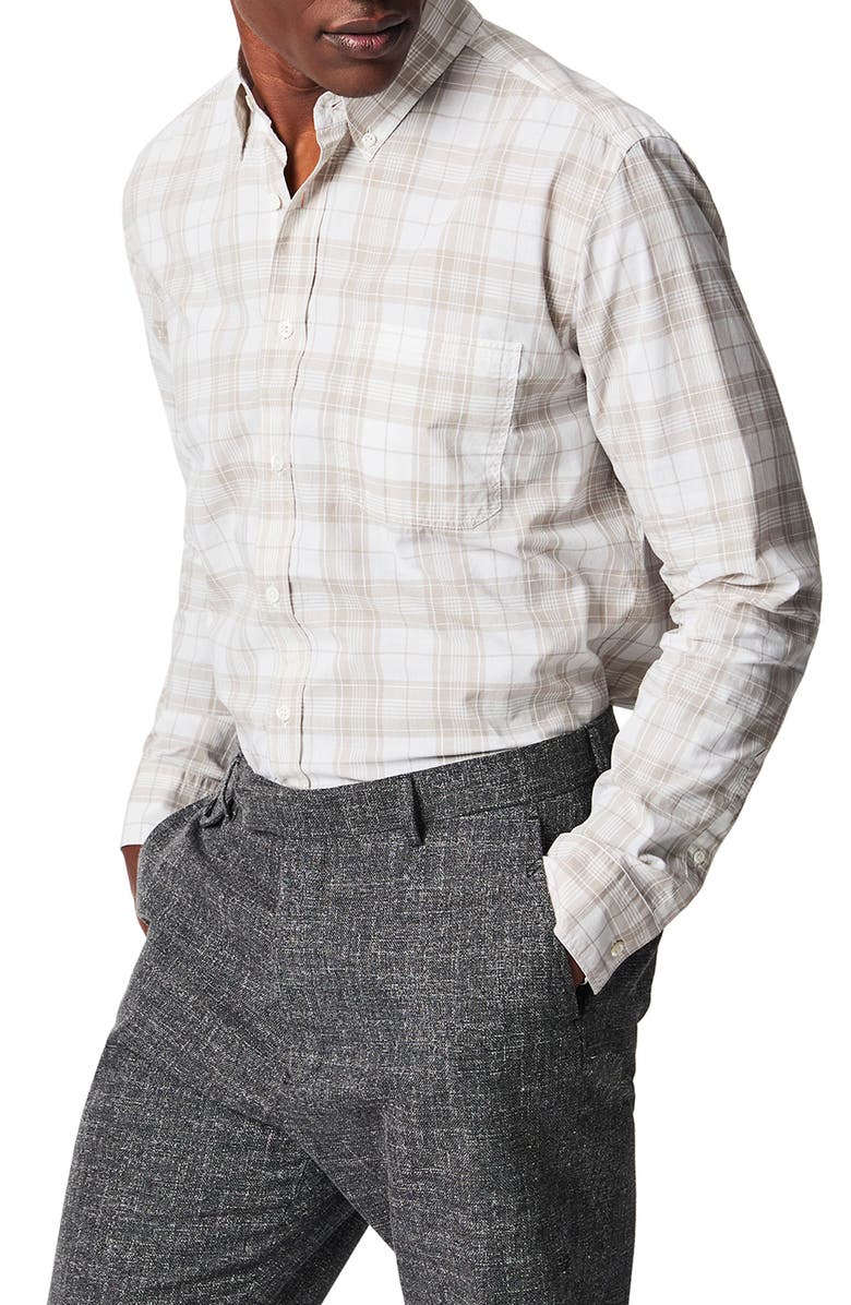 Billy Reid Tuscumbia Standard Fit Plaid Cotton & Linen Button-Down Shirt, Alternate, color,