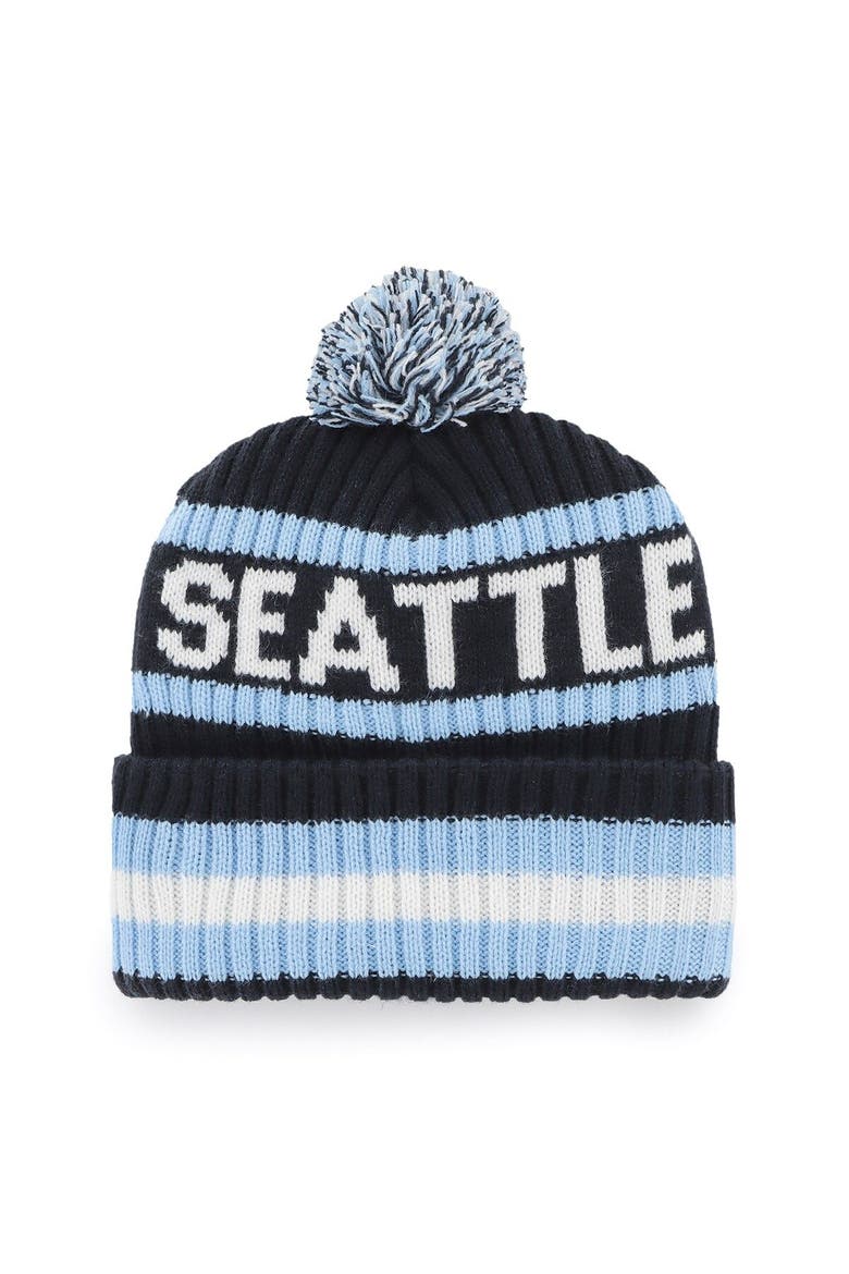 Men's '47 Navy Seattle Kraken Bering Cuffed Knit Hat with Pom, Alternate, color, Navy