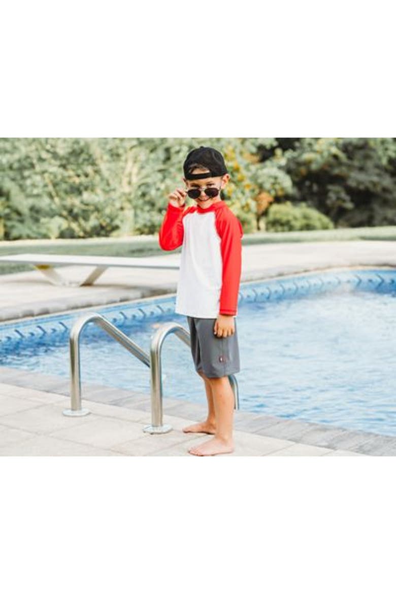 Baby Boys UPF 50+ Long Sleeve Rashguard, Alternate, color, Bright Light Blue/Navy
