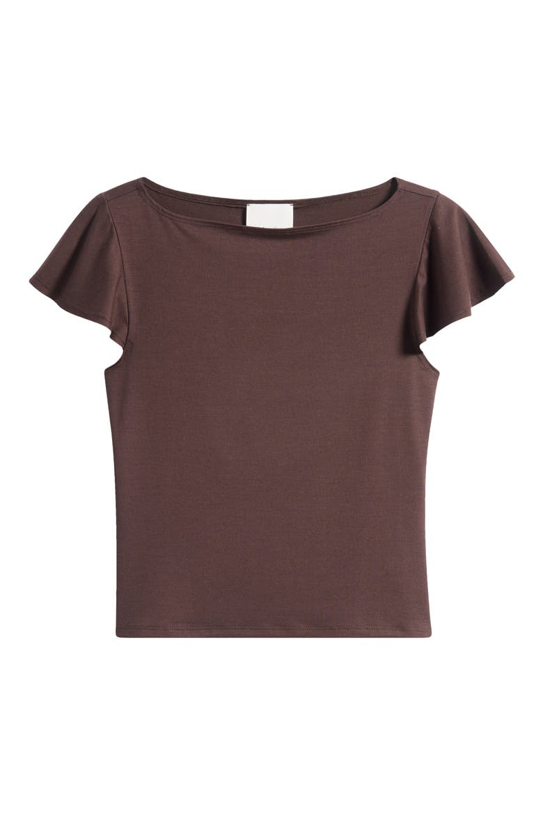 Jensen Flutter Sleeve Boat Neck Top, Main, color, MOLE