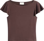 Reformation Jensen Flutter Sleeve Boat Neck Top