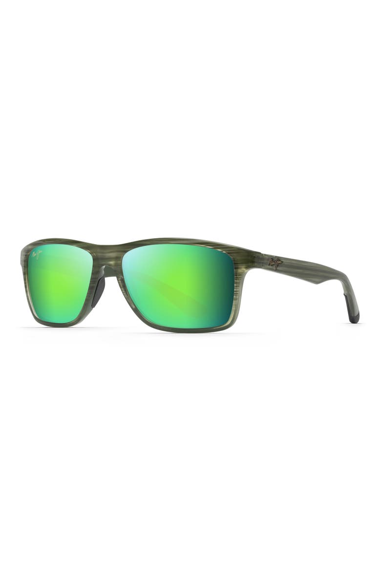 Onshore 58mm Polarized Rectangular Sunglasses, Alternate, color, OLIVE STRIPE FADE