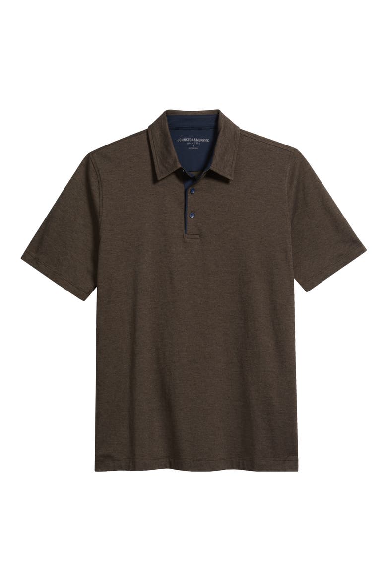 Fine Stripe Polo, Alternate, color, BROWN/ NAVY