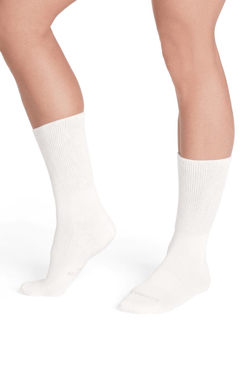 Bombas Ultrastretch Cotton Blend Crew Socks, Alternate, color, Soft White