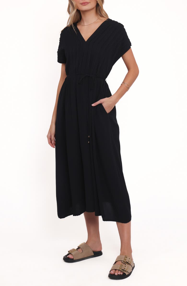 Petal & Pup Orly Midi Dress, Alternate, color, Black