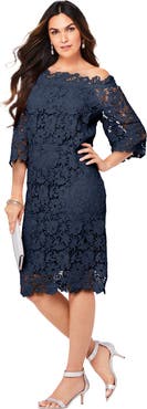 Roaman's Off The Shoulder Lace Dress