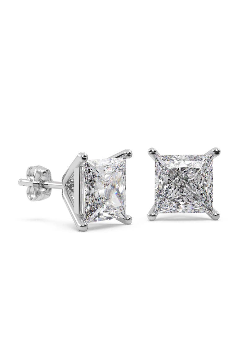 Princess Diamond Stud Earrings 14kt, Alternate, color, Diamond