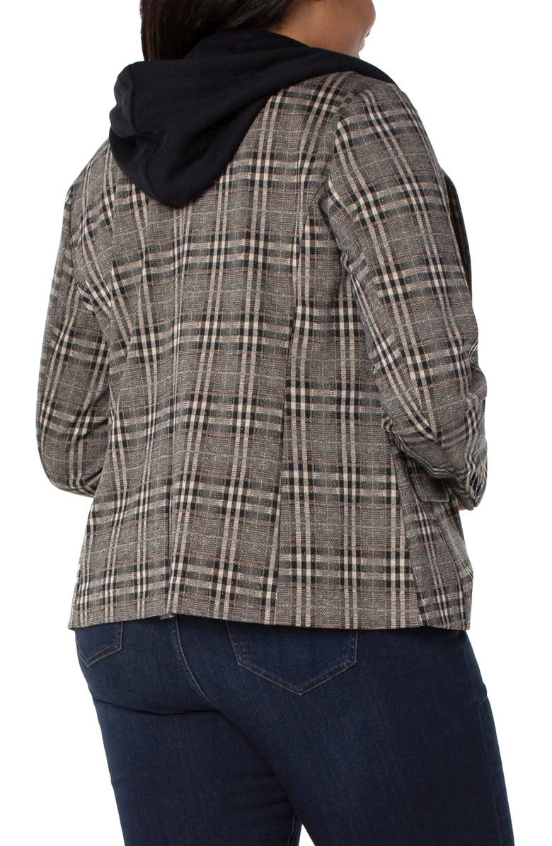Liverpool Los Angeles Plaid Boyfriend Blazer with Removable Hood, Alternate, color,