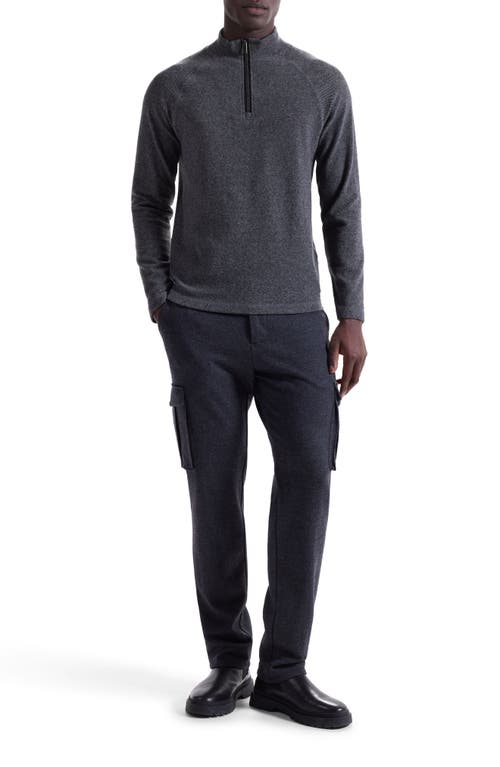 Bugatchi Brushed Cotton Blend Quarter Zip Pullover In Gray