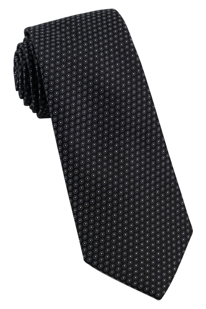Neat Silk Tie, Main, color, BLACK