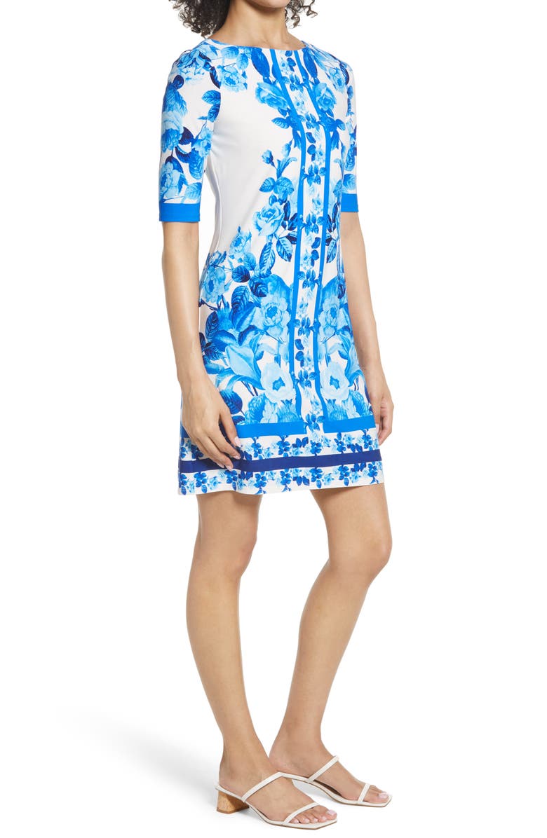 Eliza J Border Print Sheath Dress, Alternate, color,