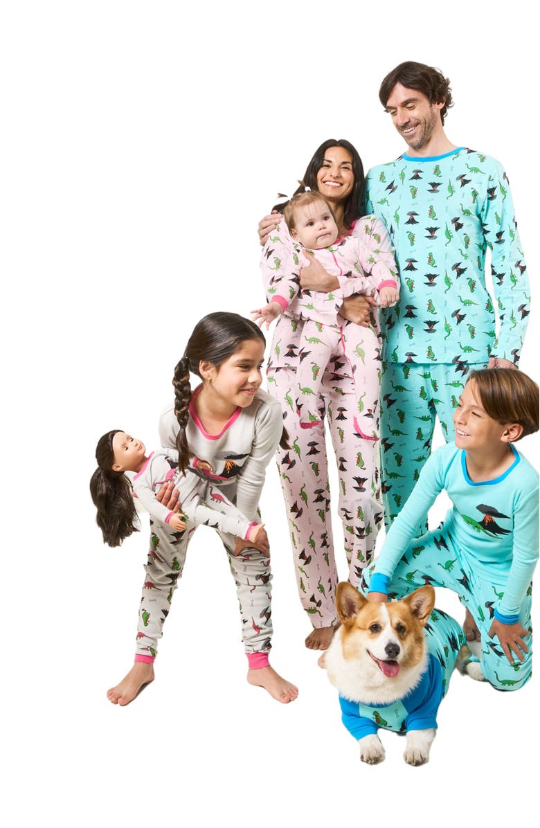 Leveret Two-Piece Cotton Printed Matching Family Pajamas, Coordinated Prints, Alternate, color, Blue Dinosaur