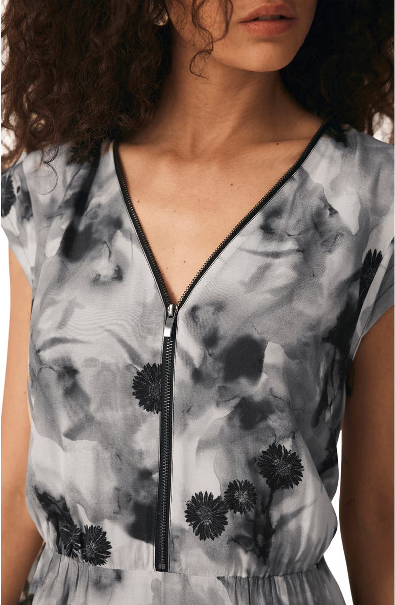 MINT VELVET Abstract Print Midi Dress, Alternate, color, Grey