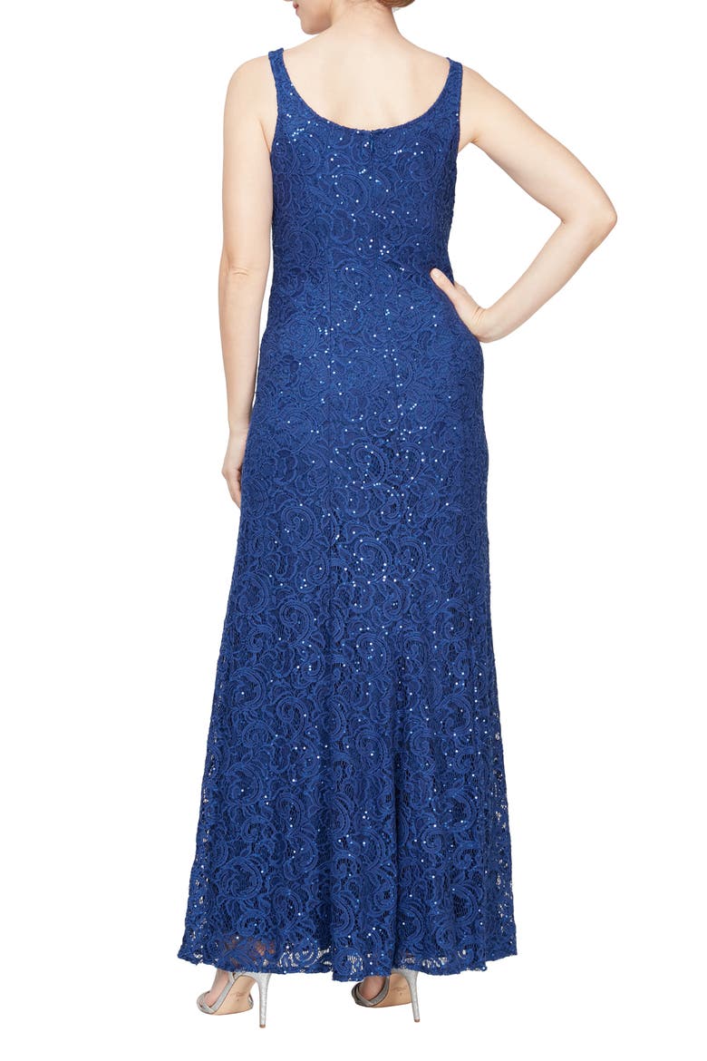 Two-Piece Sequin Lace Gown & Jacket, Alternate, color, ROYAL