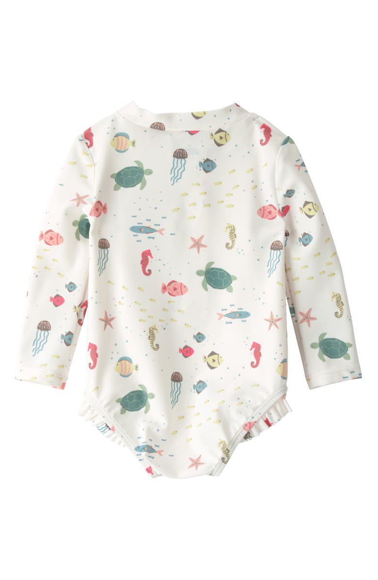 Little Planet Long Sleeve One-Piece UPF 50+ Rashguard Swimsuit, Alternate, color, Sea Life