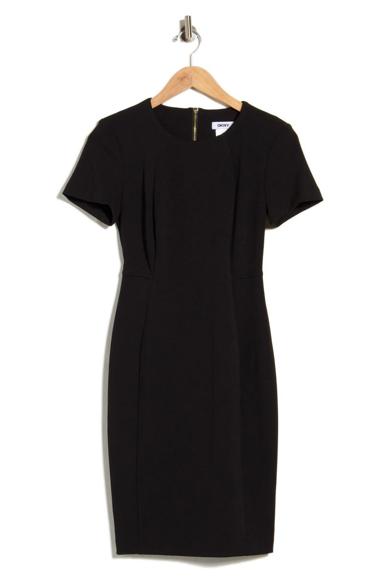 Short Sleeve Sheath Dress, Main, color, BLACK