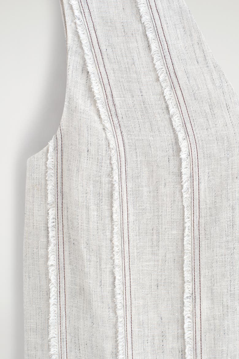 Sculpted Pleated Linen Midi Dress, Alternate, color, LIGHT GRAY