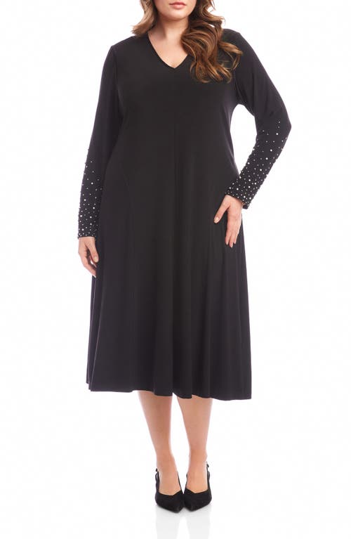 Karen Kane Kate Embellished Long Sleeve Jersey Midi Dress In Black