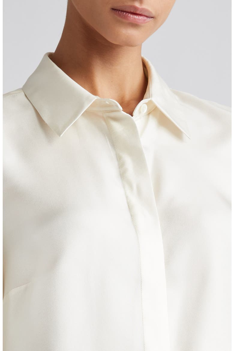 Lara Silk Button-Up Top, Alternate, color, IVORY