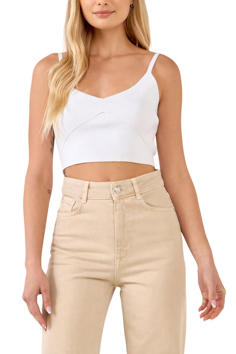 Knit Bralette Top, Main, color, WHITE